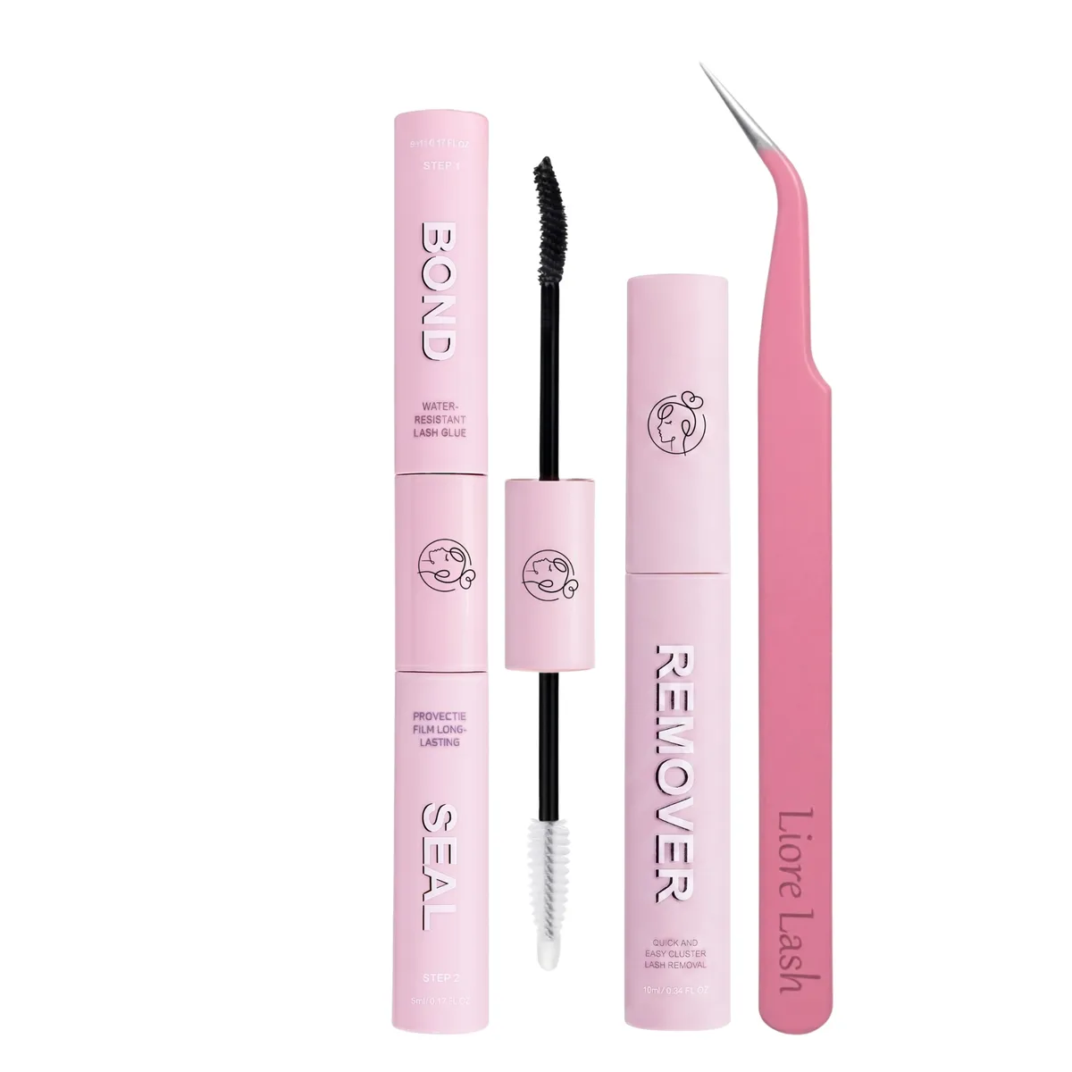 Bond & Seal, remover et pince du kit de cils en clusters Liore Lash